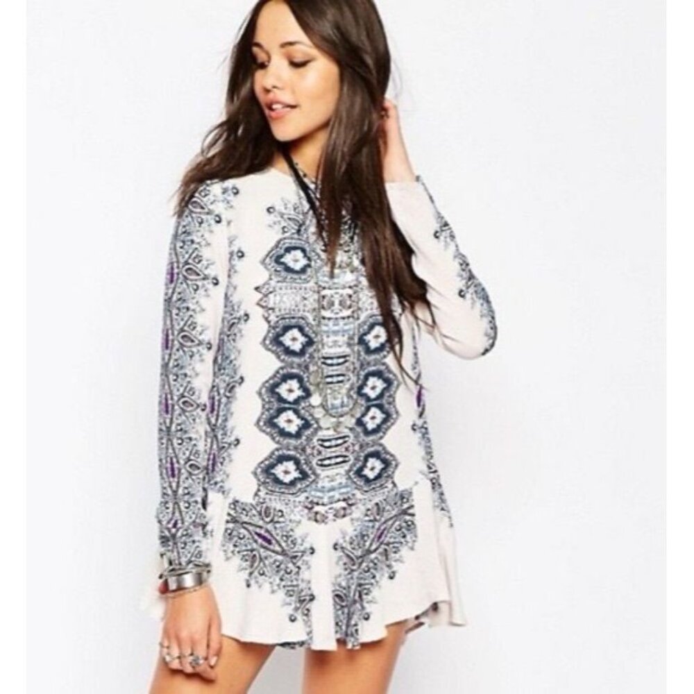 NWOT Free People White Strappy Back Tunic Dress S | Boho Coastal Cowgirl Bridal - Picture 2 of 16